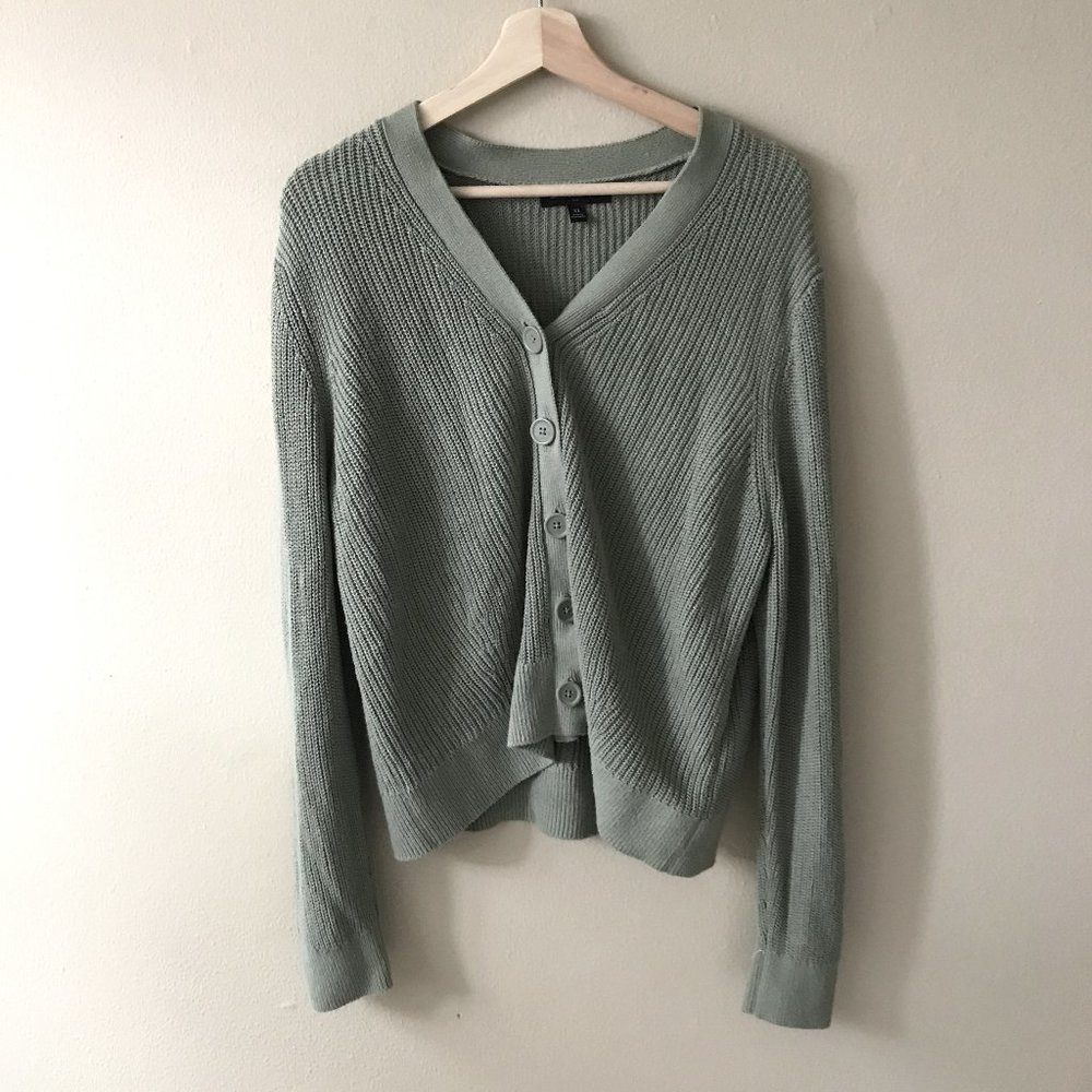 Banana Republic Sage Green Cotton Cropped Sweater